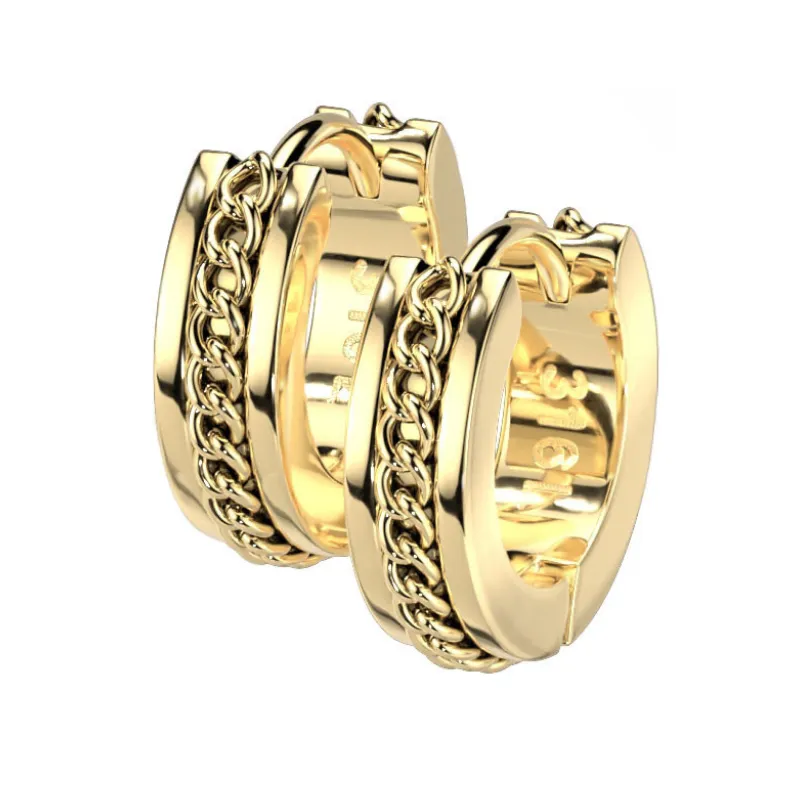 Chain Lined Huggie Earrings