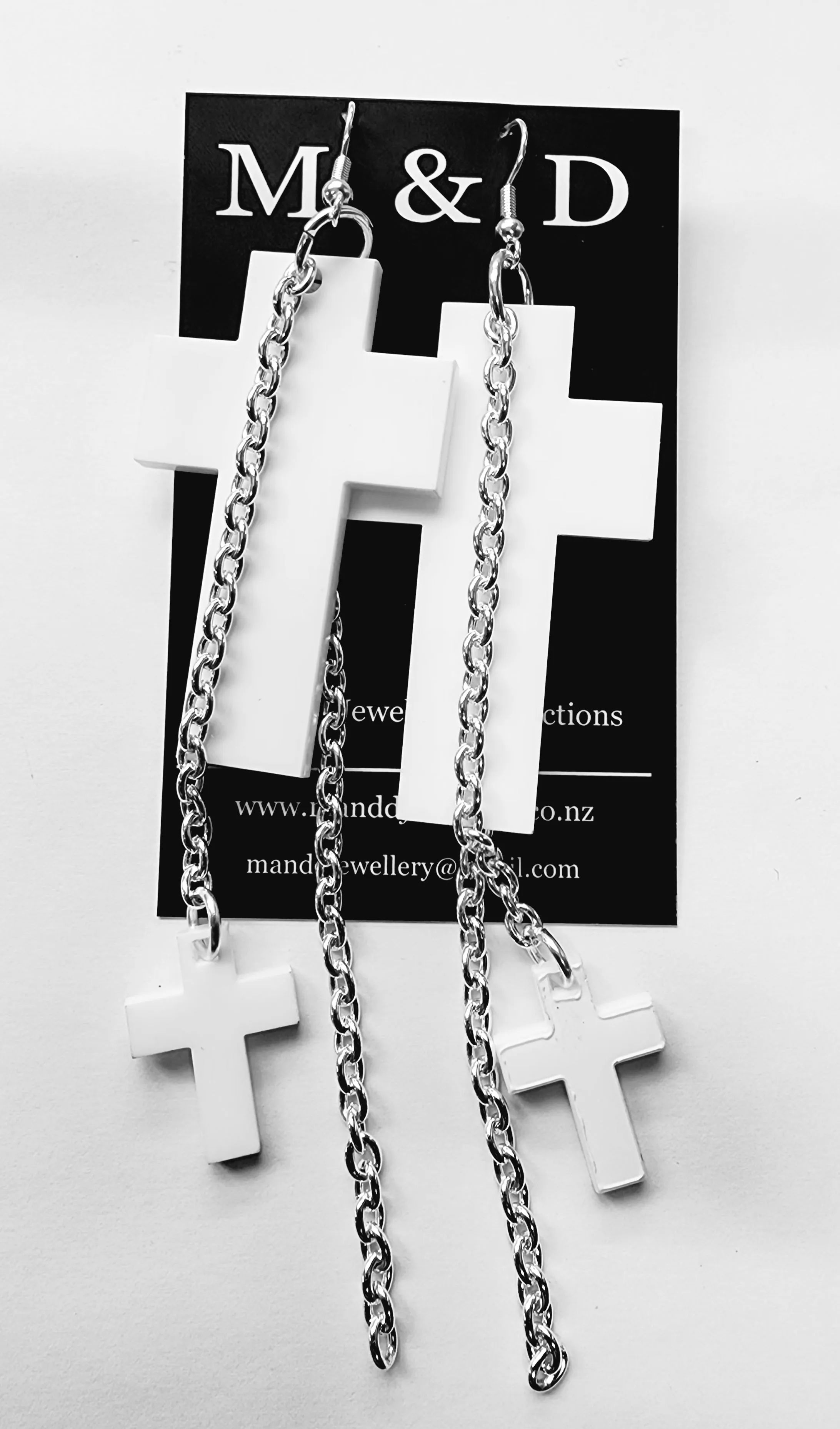 Chained Cross Earrings Dangles