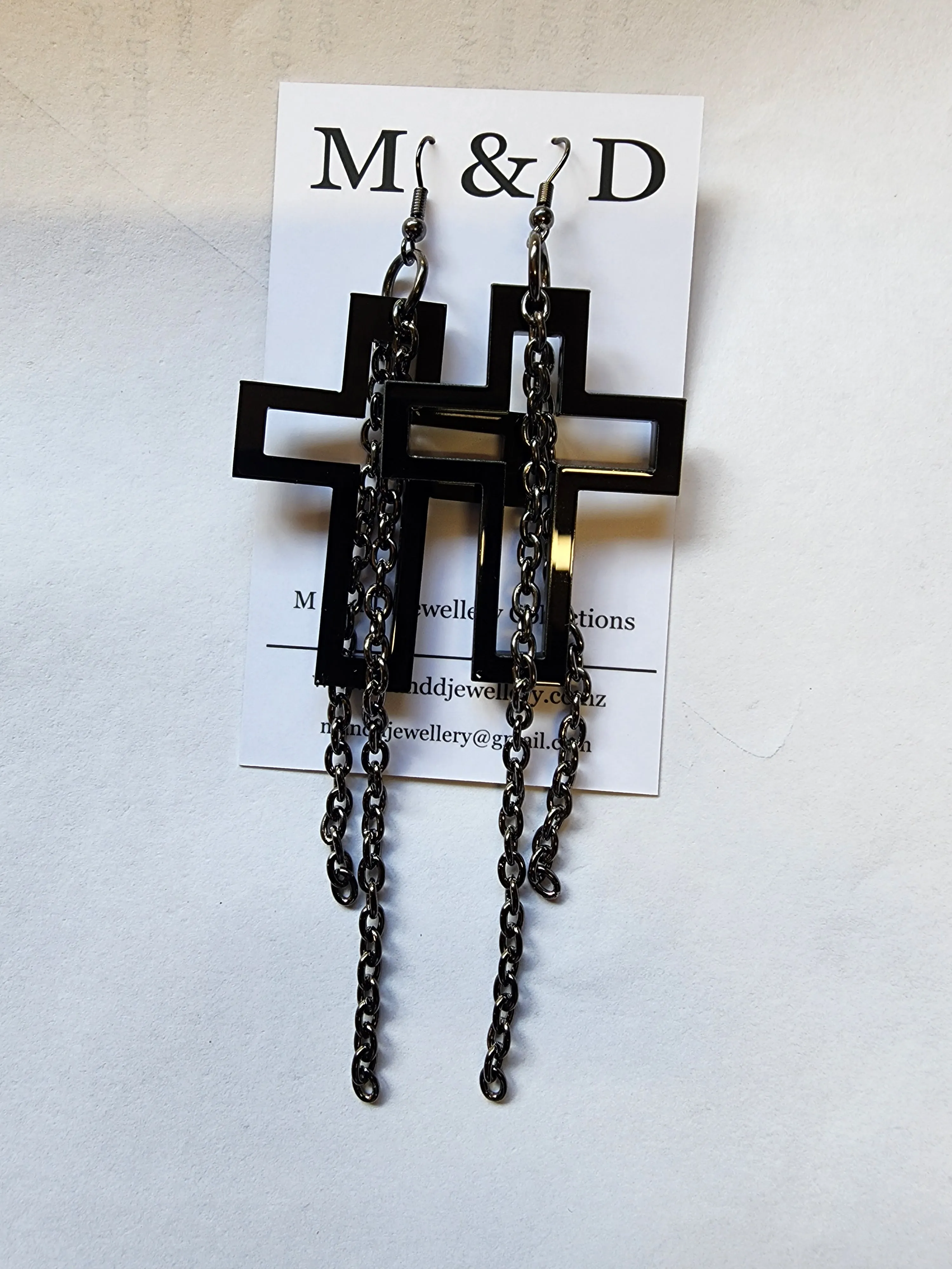Chained Cross Earrings Dangles