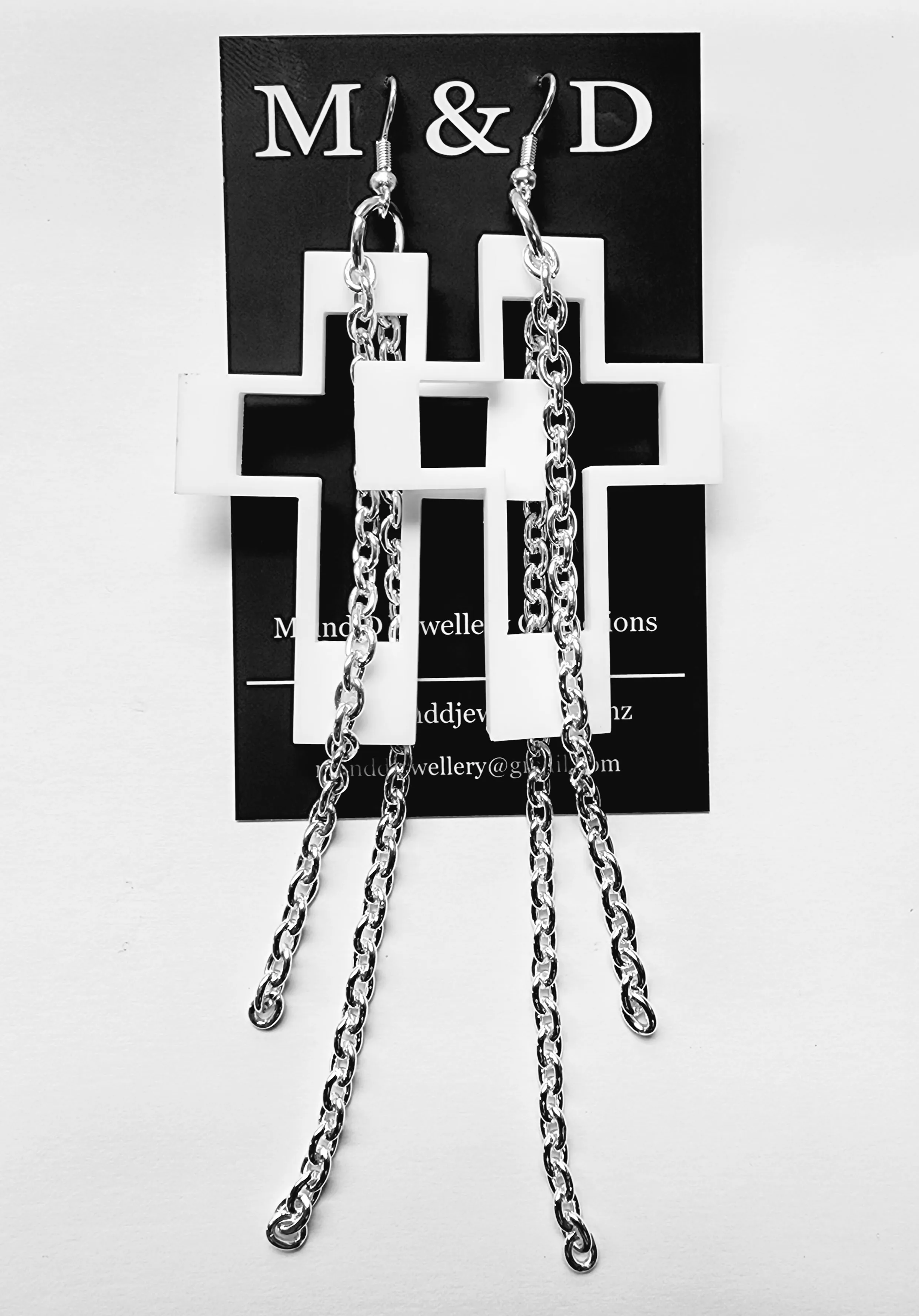 Chained Cross Earrings Dangles