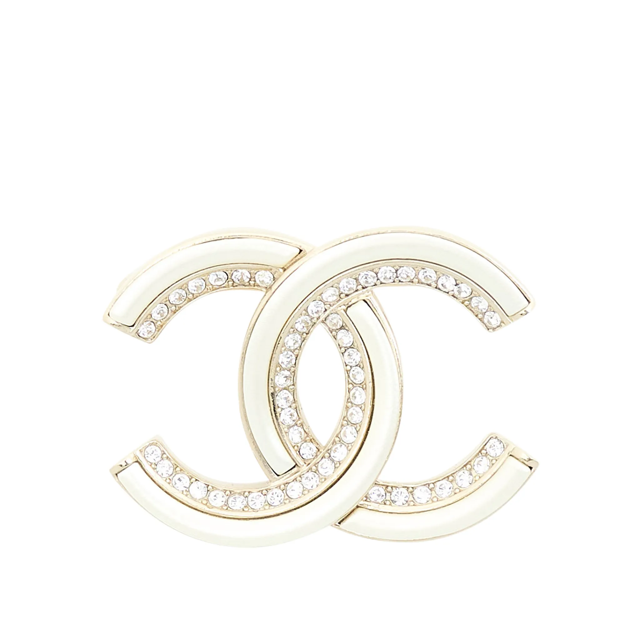 Chanel CC Crystal Ivory Brooch