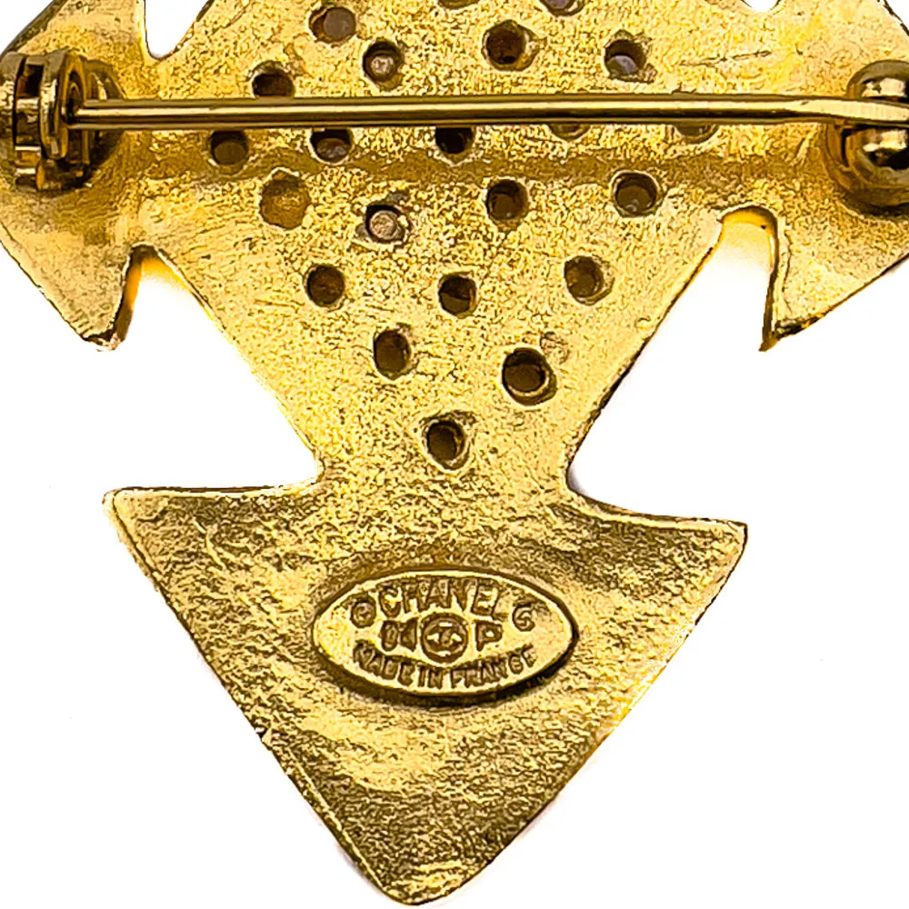 Chanel Gold CC Cross Brooch Pin 1994 Vintage