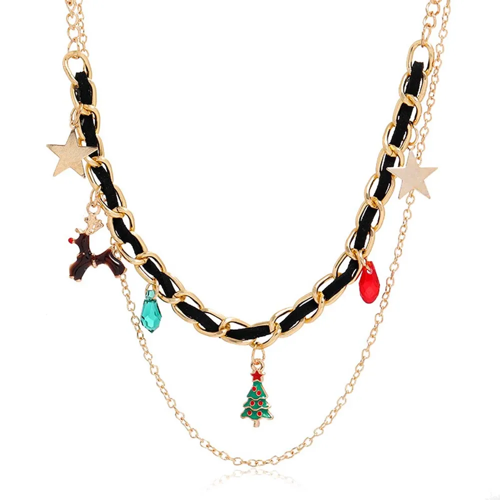 Christmas Necklace Christmas Elements Pendant Necklace Christmas Gift for Her