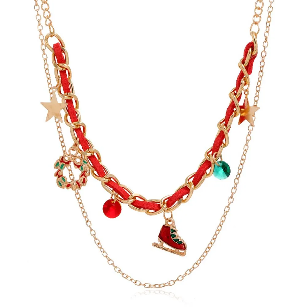 Christmas Necklace Christmas Elements Pendant Necklace Christmas Gift for Her