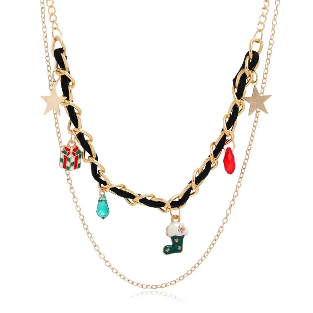 Christmas Necklace Christmas Elements Pendant Necklace Christmas Gift for Her