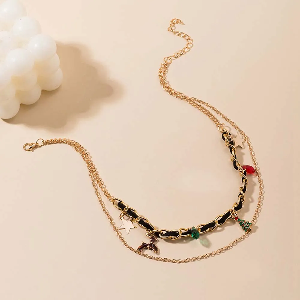 Christmas Necklace Christmas Elements Pendant Necklace Christmas Gift for Her