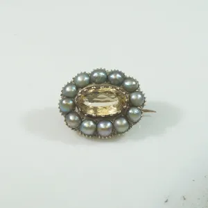 Citrine and Pearl Fichu Pin