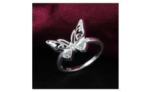 Classic Hollow Butterfly Engagement Rings With Austrian Crystals (6,7)