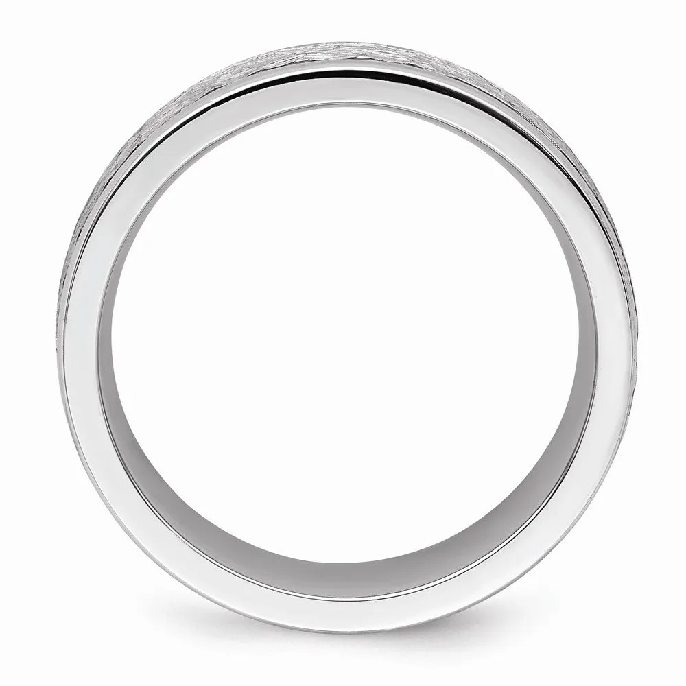 Cobalt Brushed and Polished Hammered Center 7mm Band