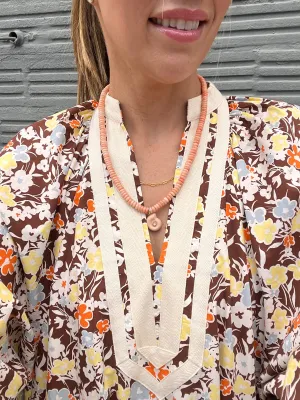 coral shell charm necklace