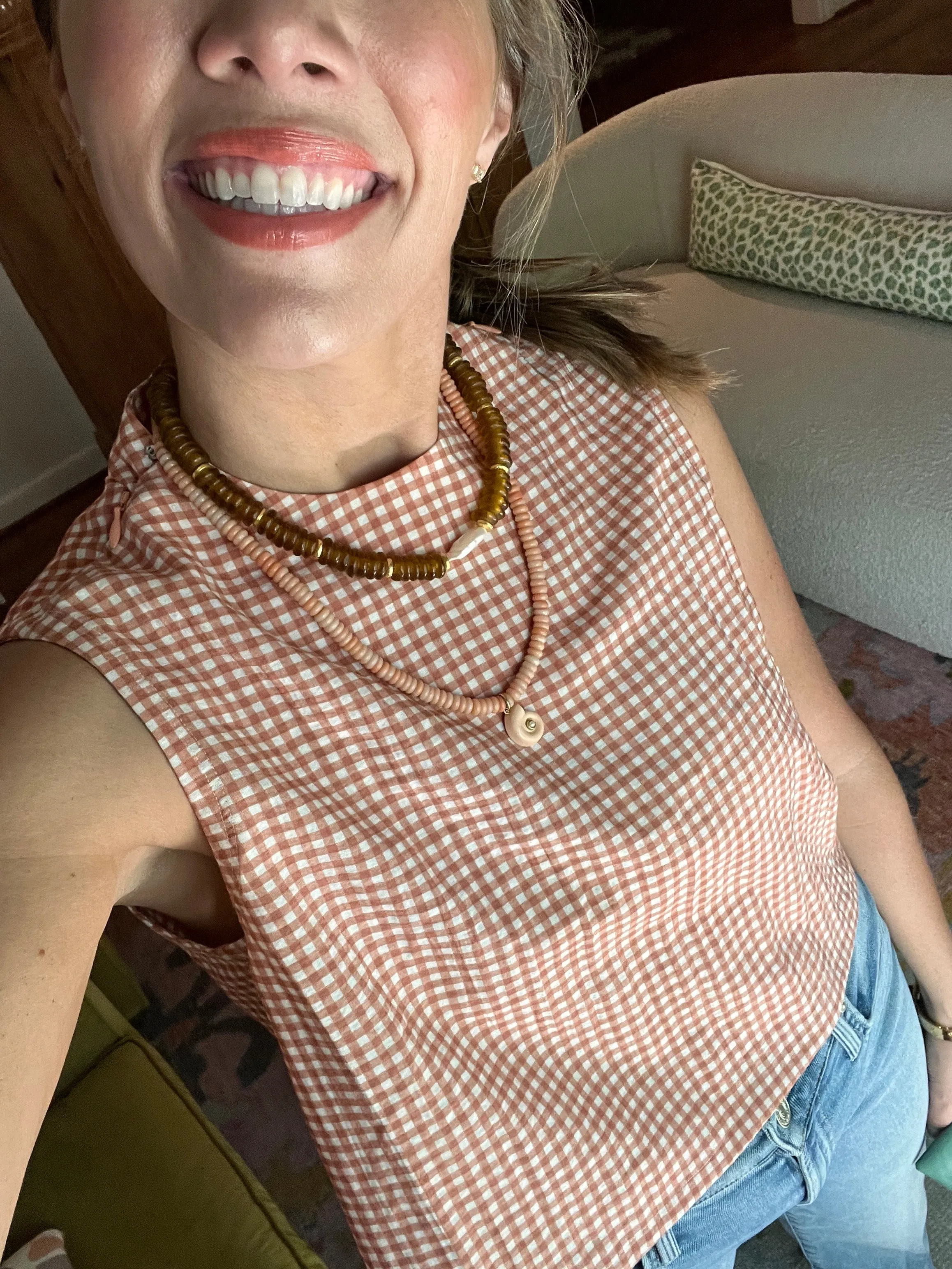 coral shell charm necklace