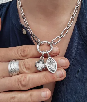 Cross & Crystal Carabiner Necklace