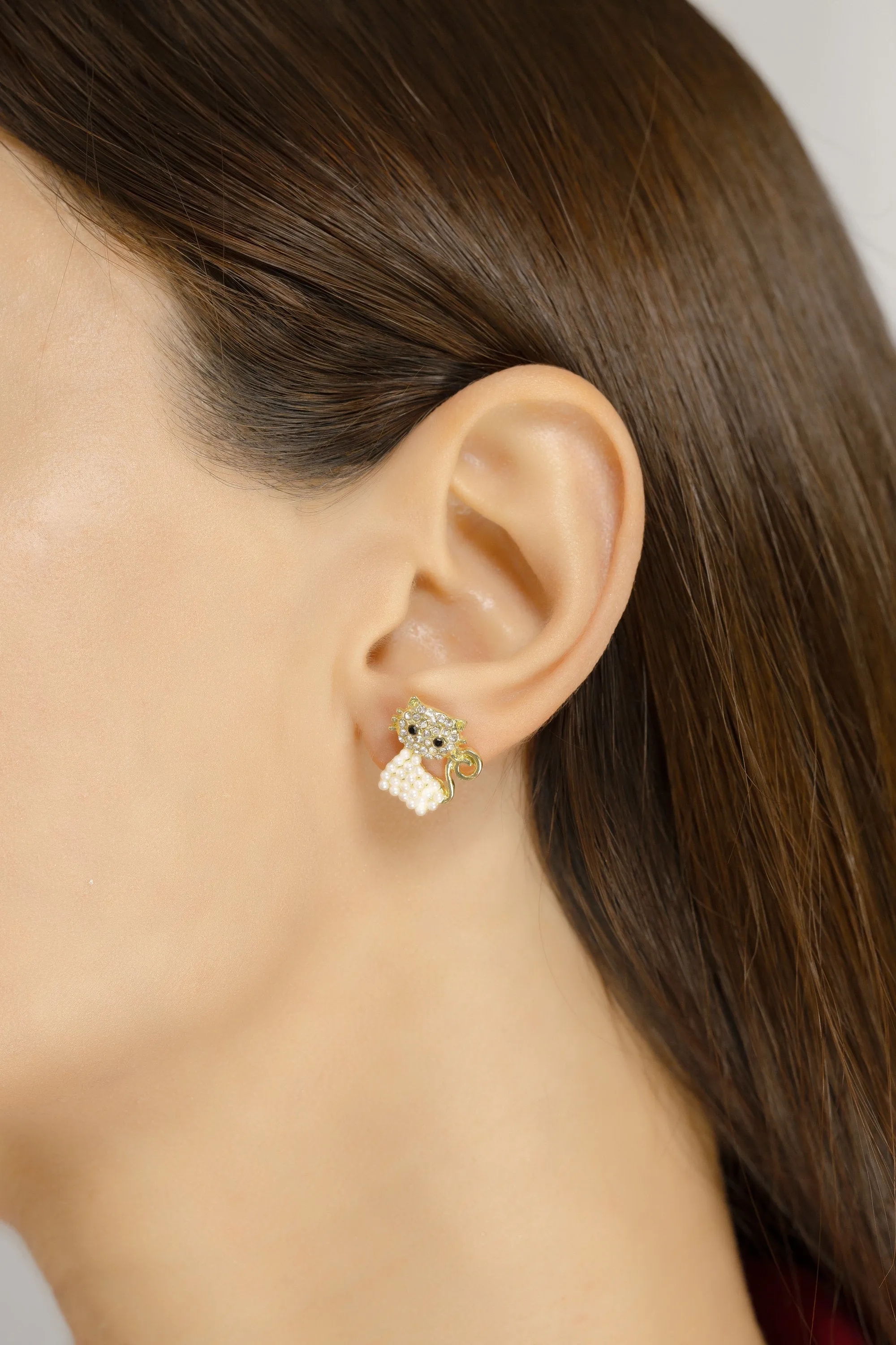 Cute Cat studs gold