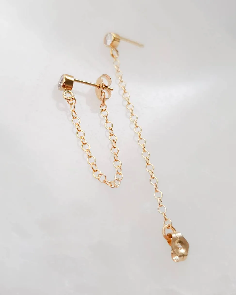 CZ Diamond Chain Huggies