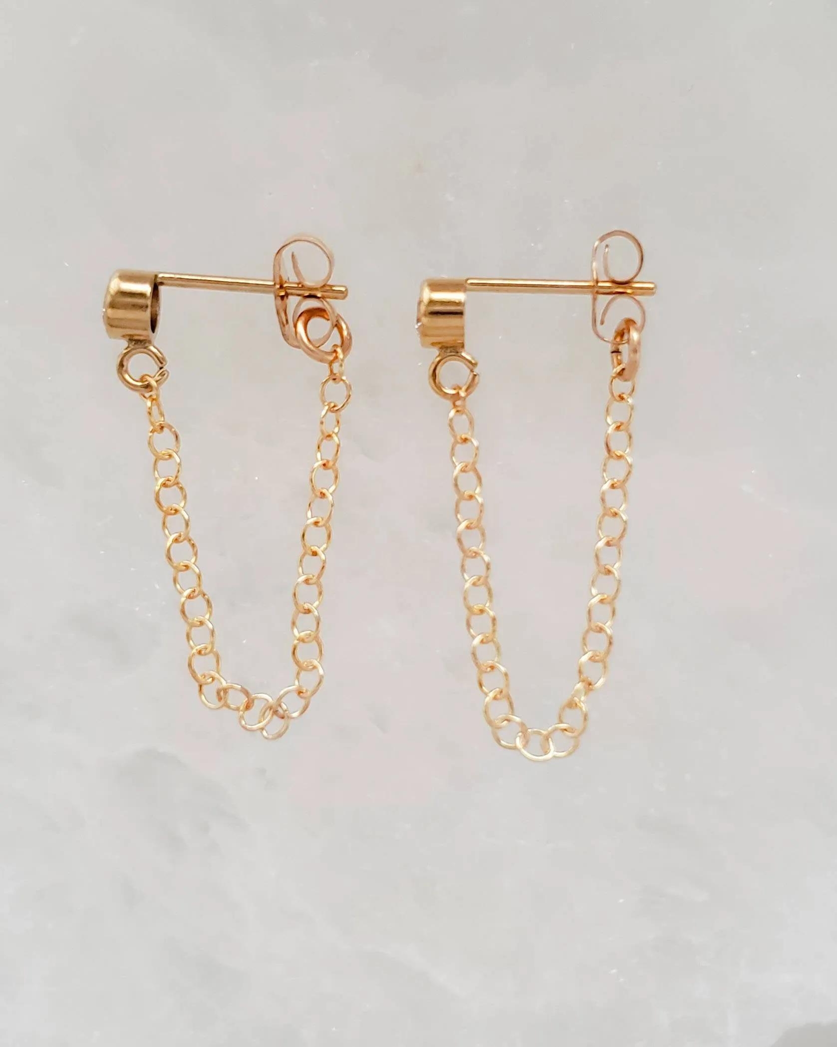 CZ Diamond Chain Huggies