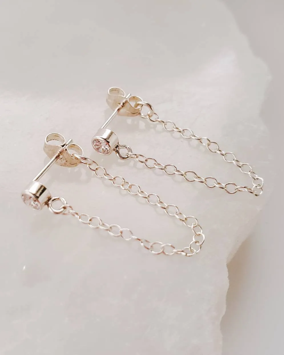 CZ Diamond Chain Huggies