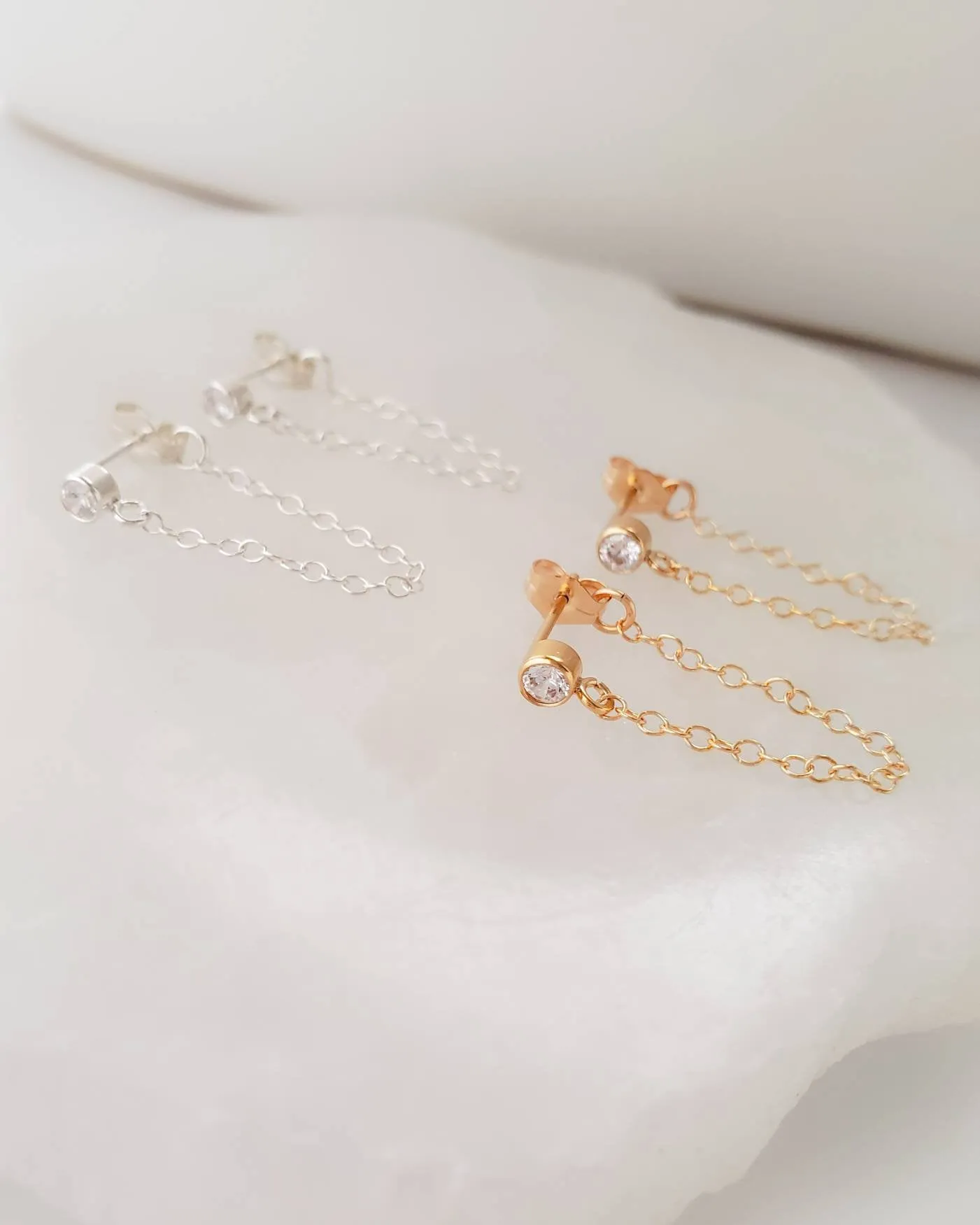 CZ Diamond Chain Huggies