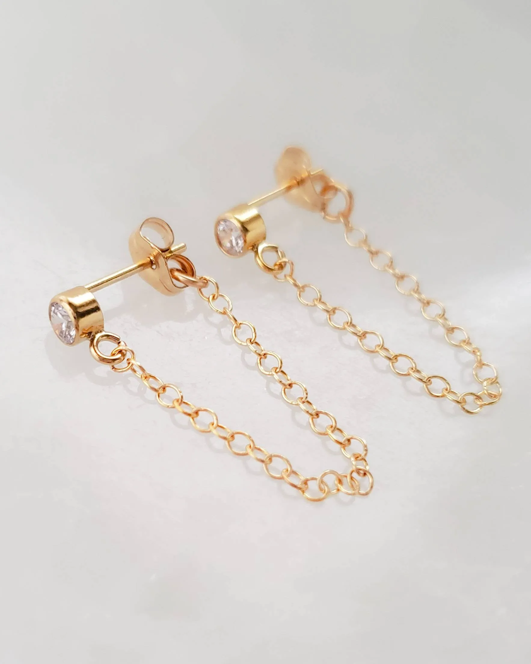CZ Diamond Chain Huggies