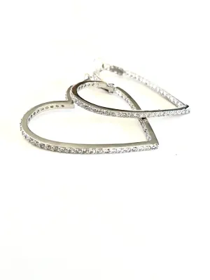 CZ Open Heart Hoop Earring