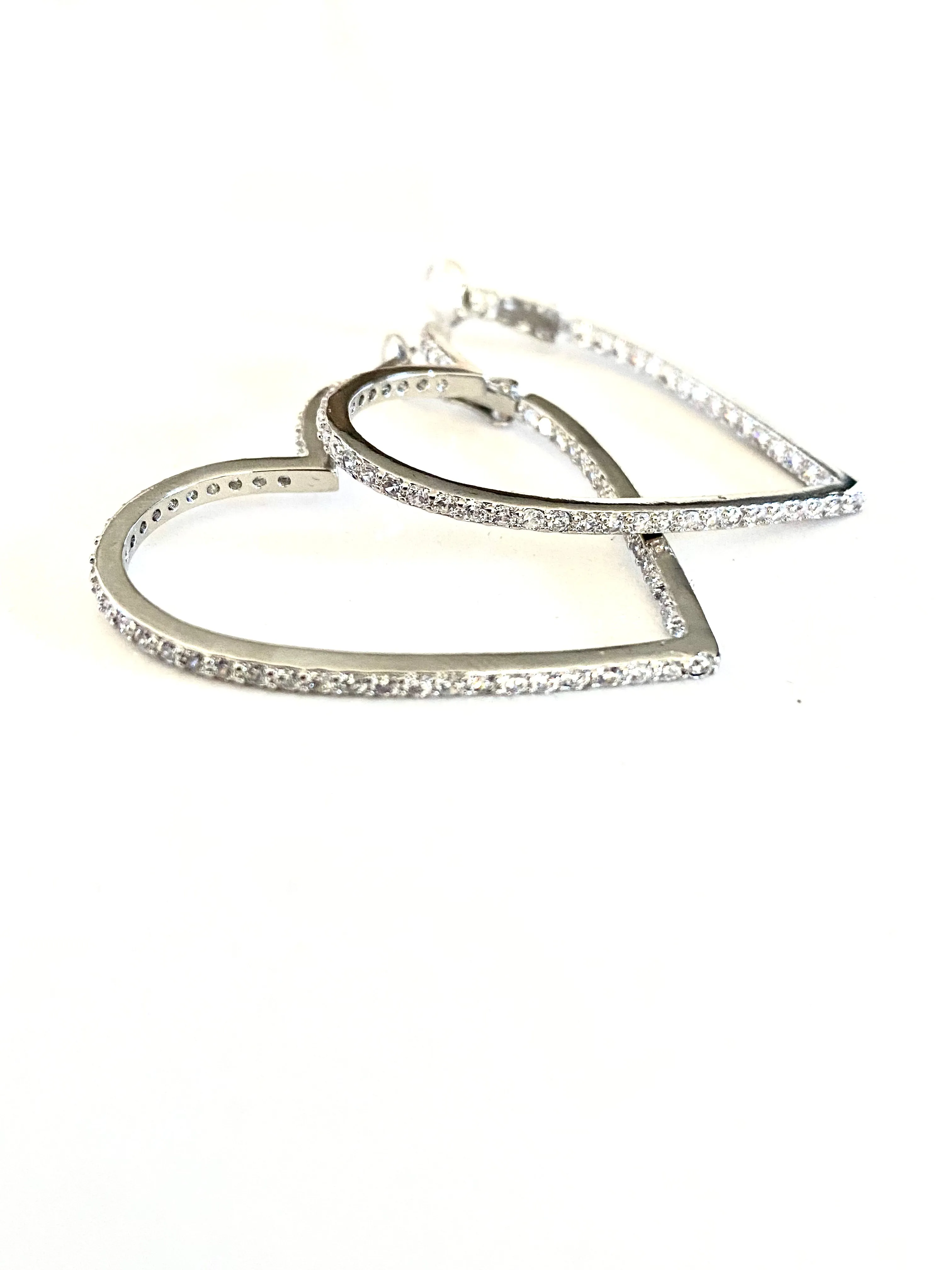 CZ Open Heart Hoop Earring