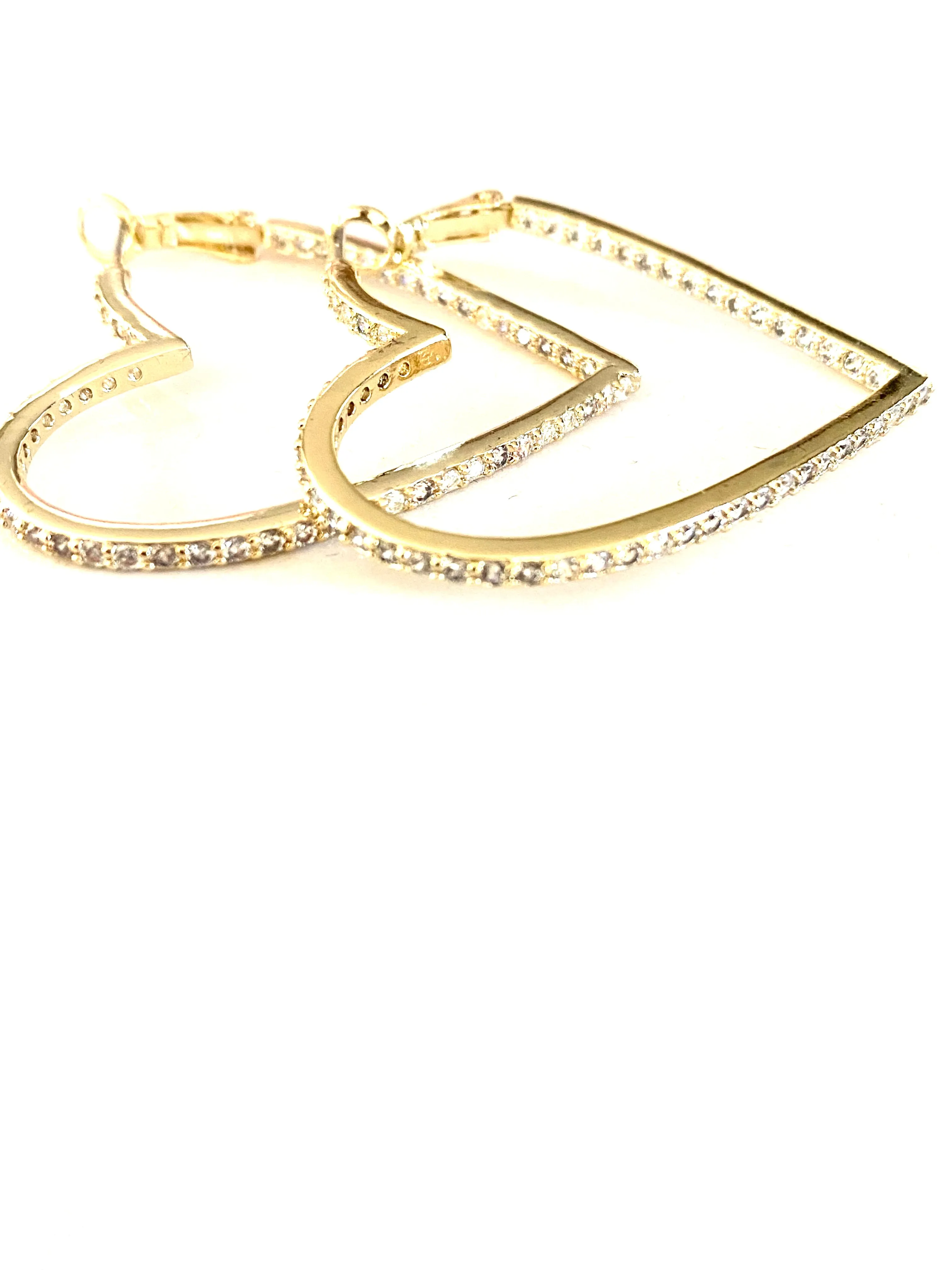 CZ Open Heart Hoop Earring