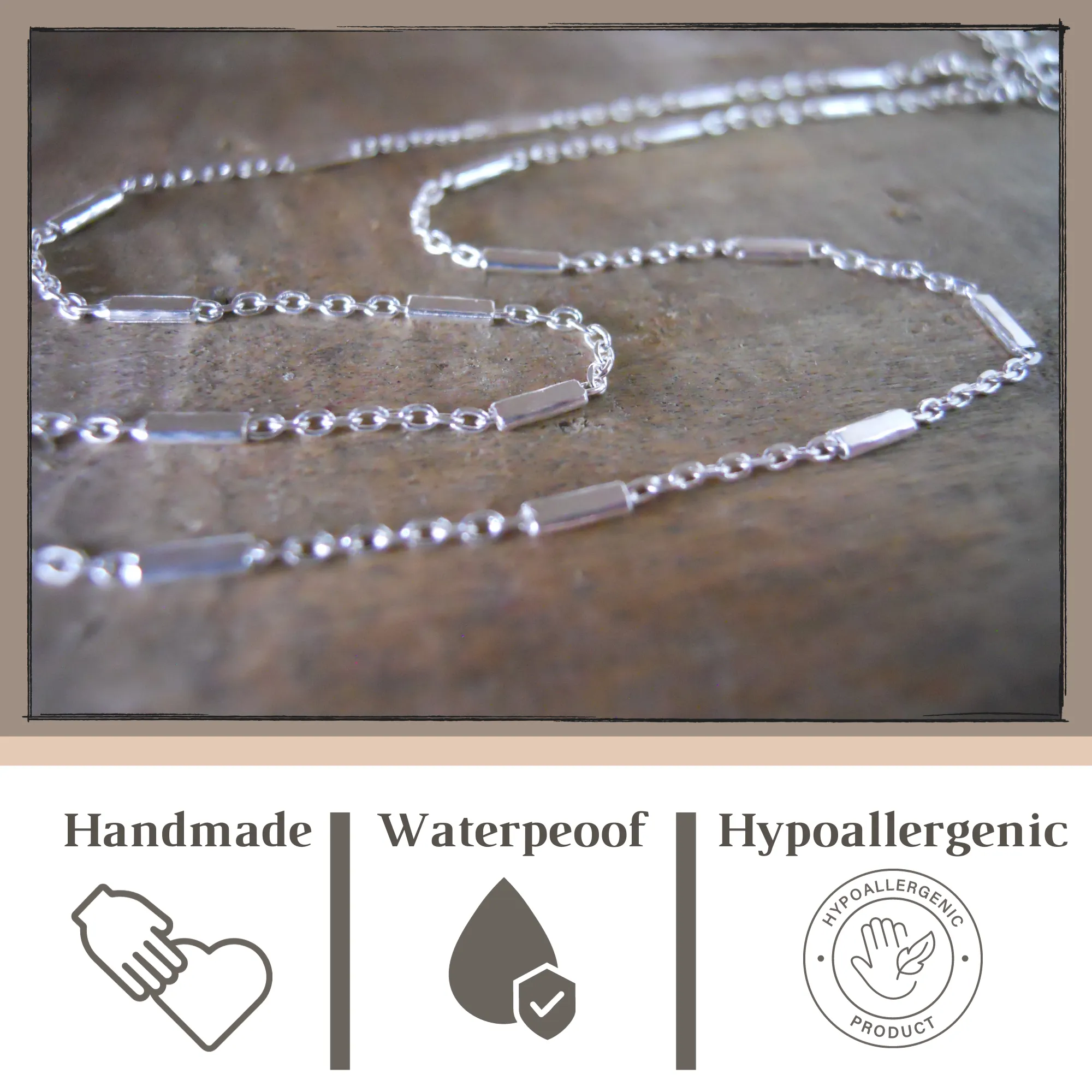 Dainty Sterling Silver Chain Choker with Tiny Tubes