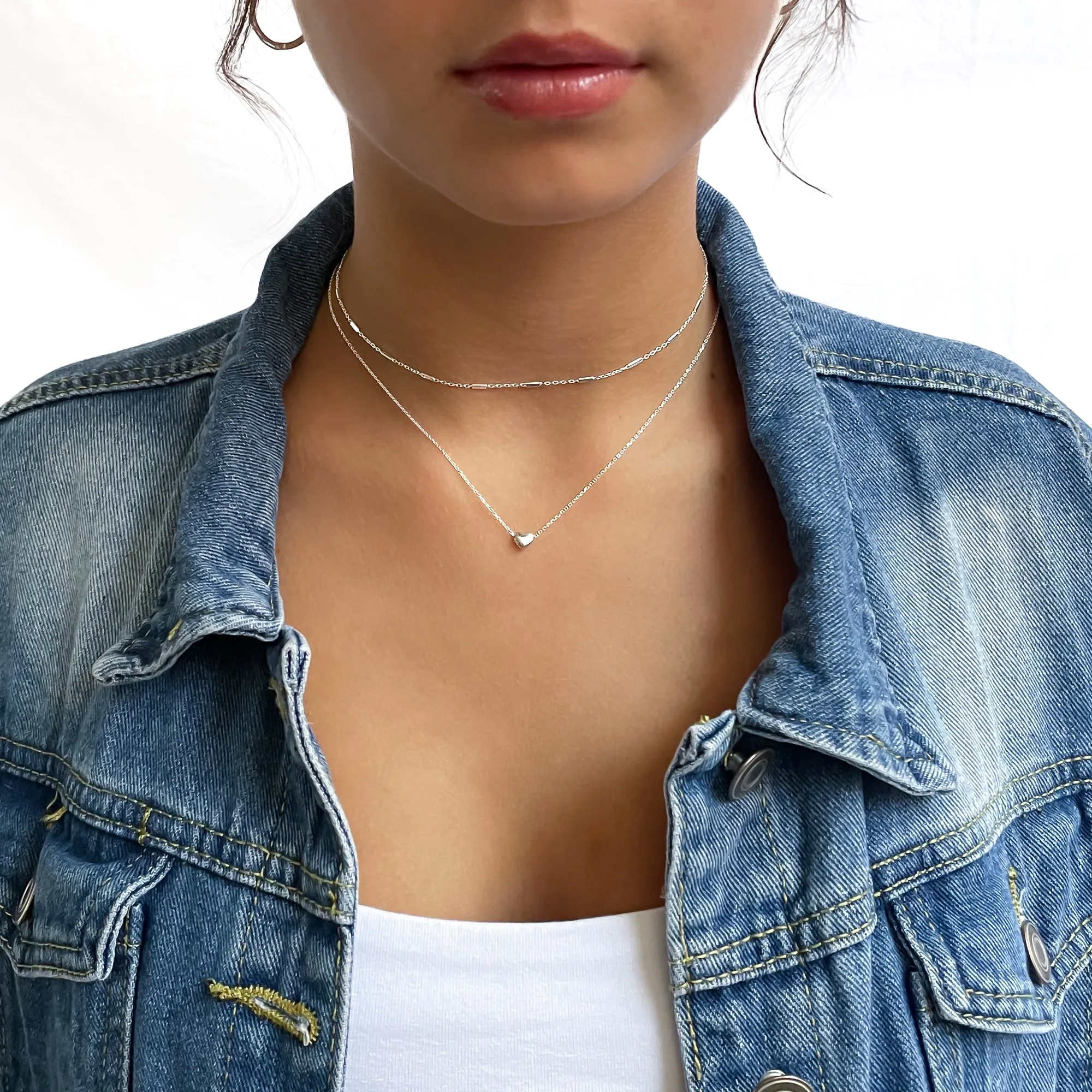 Dainty Sterling Silver Chain Choker with Tiny Tubes