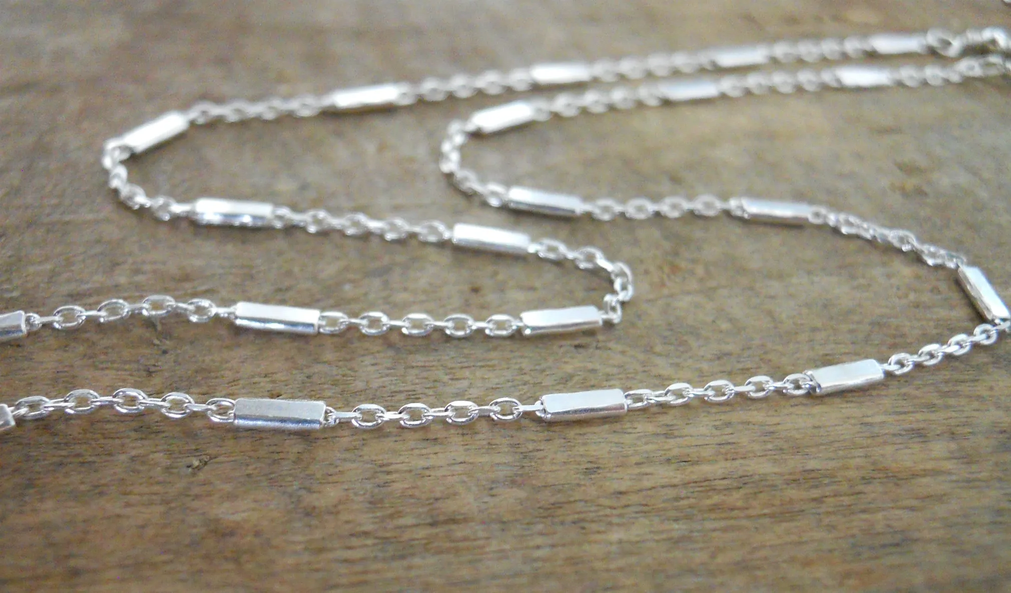 Dainty Sterling Silver Chain Choker with Tiny Tubes