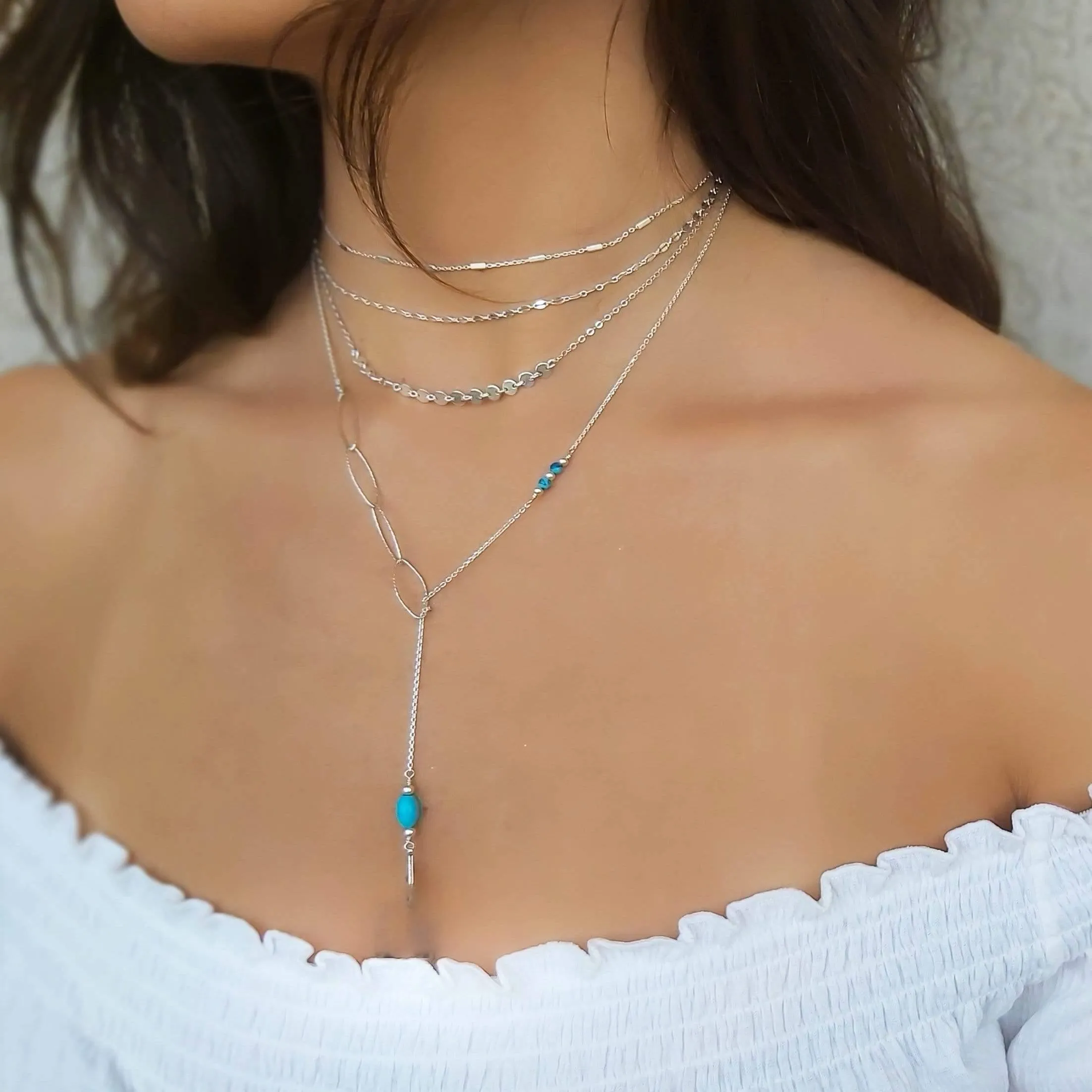 Dainty Sterling Silver Chain Choker with Tiny Tubes