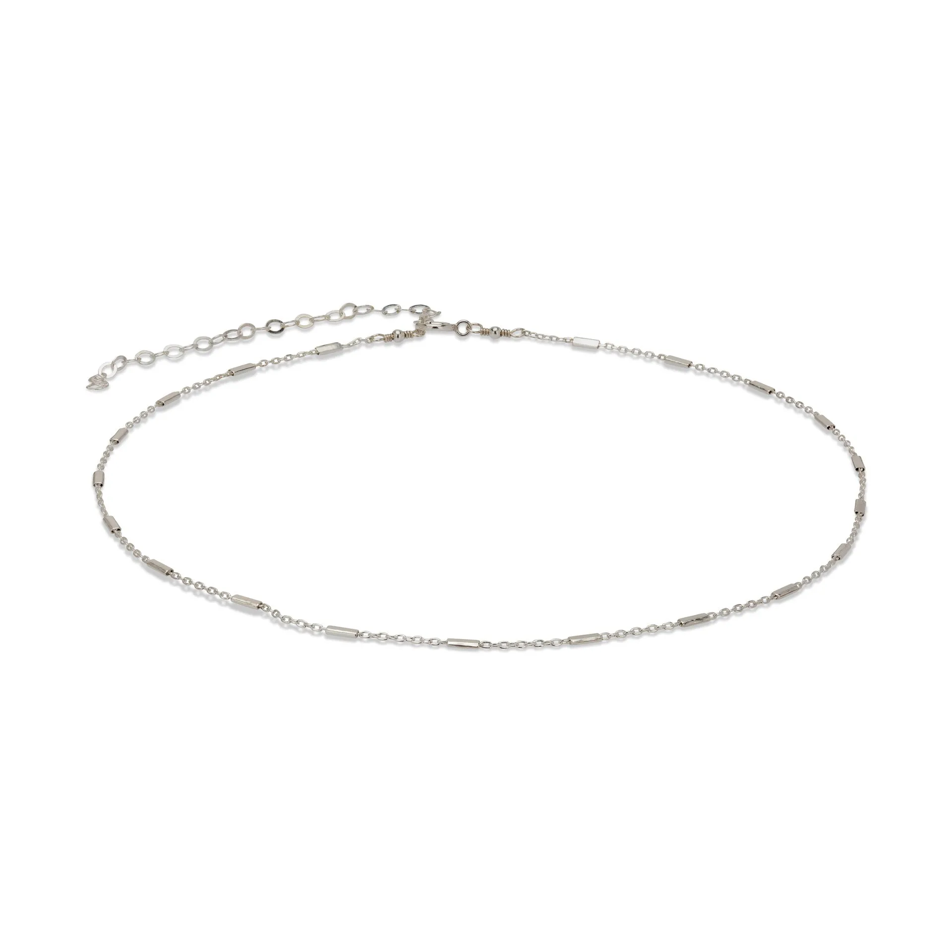 Dainty Sterling Silver Chain Choker with Tiny Tubes
