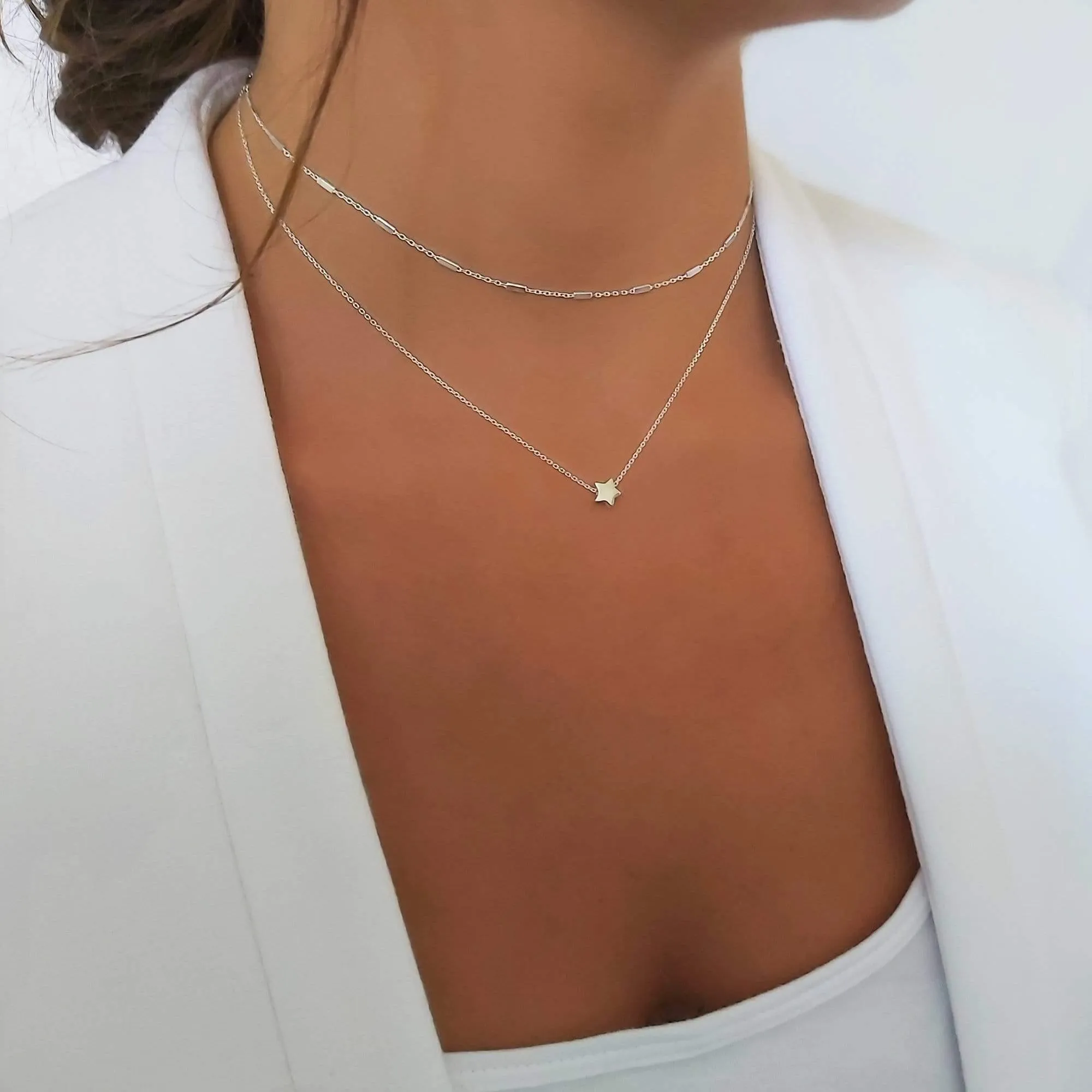 Dainty Sterling Silver Chain Choker with Tiny Tubes