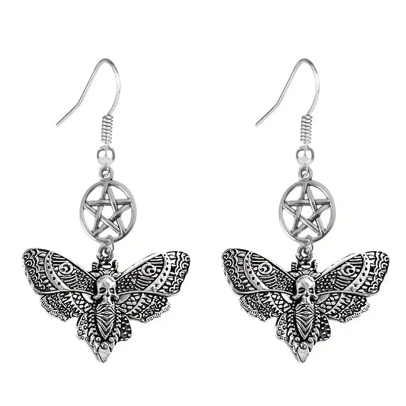 Death Moth Pentagram Earrings