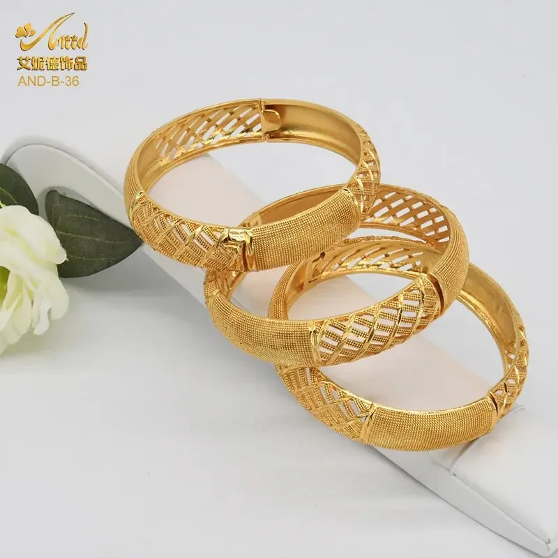 Designer African Bracelet: 24K Gold-Colored Bangles for Women, Luxury Wedding Jewelry