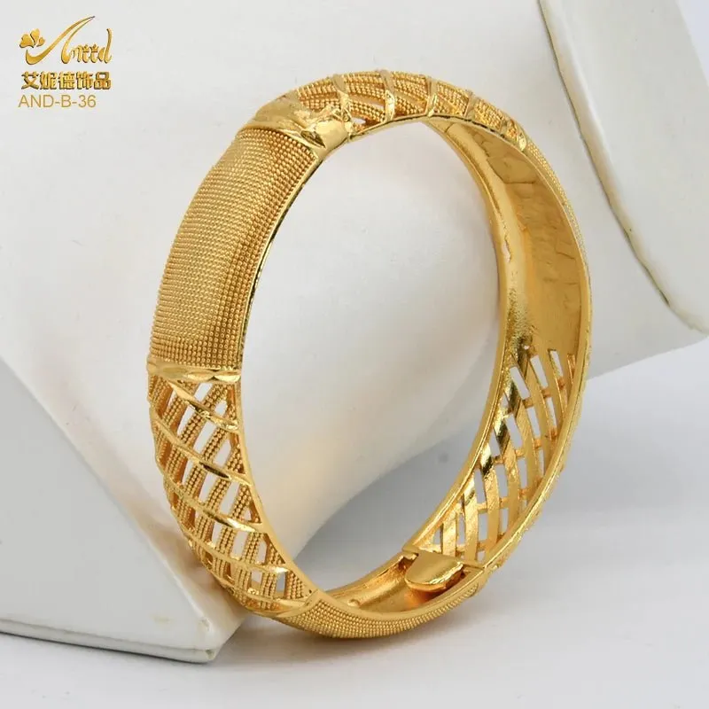 Designer African Bracelet: 24K Gold-Colored Bangles for Women, Luxury Wedding Jewelry