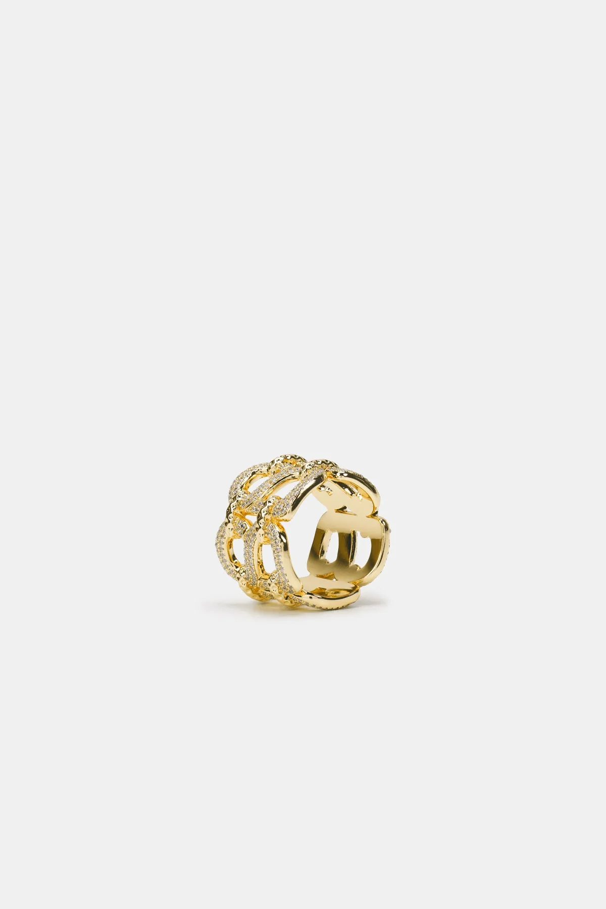 Deux Crystal Ring Brooch - Gold