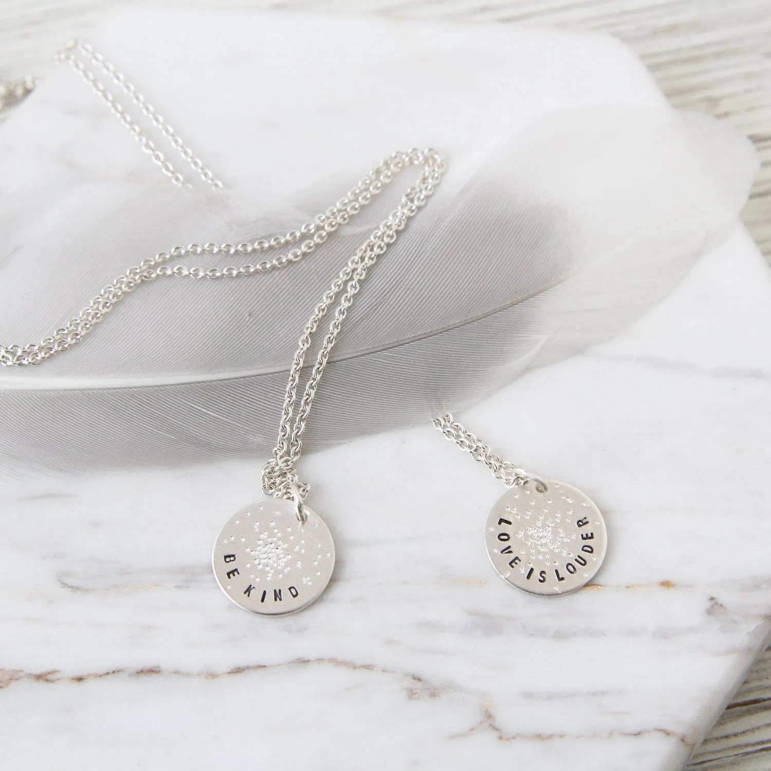 Diamond Dusted Mini Coin Necklace - "Be Kind"