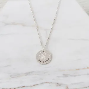 Diamond Dusted Mini Coin Necklace - "Be Kind"
