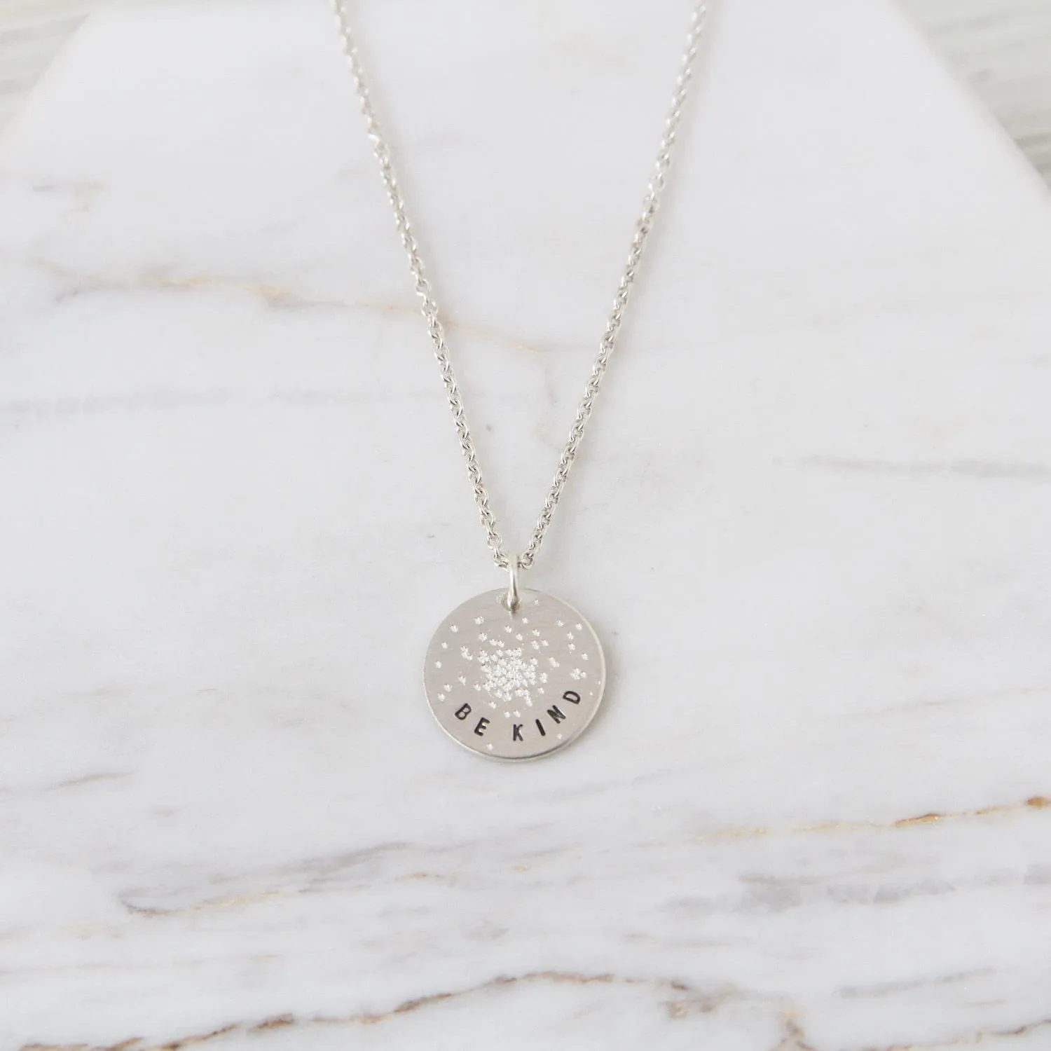 Diamond Dusted Mini Coin Necklace - "Be Kind"