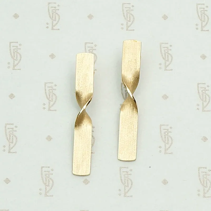 Elegant and Edgy Twisted Gold Bar Earrings