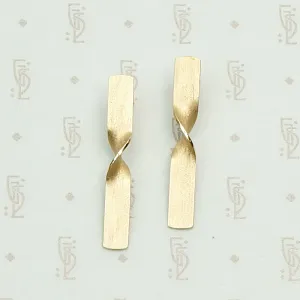 Elegant and Edgy Twisted Gold Bar Earrings