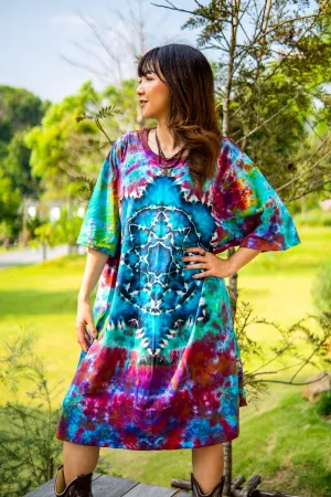 Enchanted Lotus Hand Dyed Boho Cotton Dress with Pockets