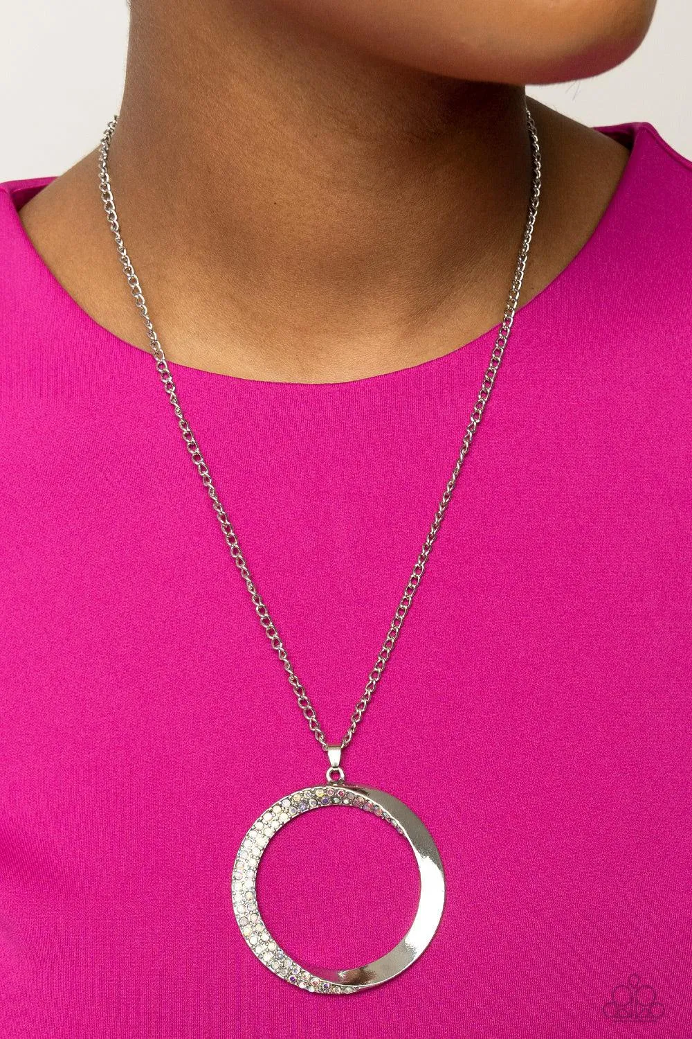 Encrusted Elegance Multi Iridescent Rhinestone Necklace - Paparazzi Accessories