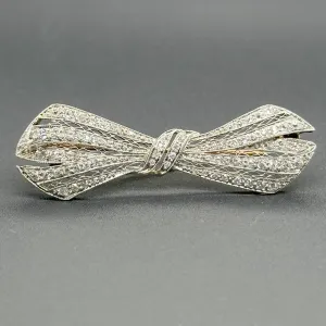 Estate Edwardian Platinum 1.56cttw G-H/SI1-2 Diamond Bow Pin