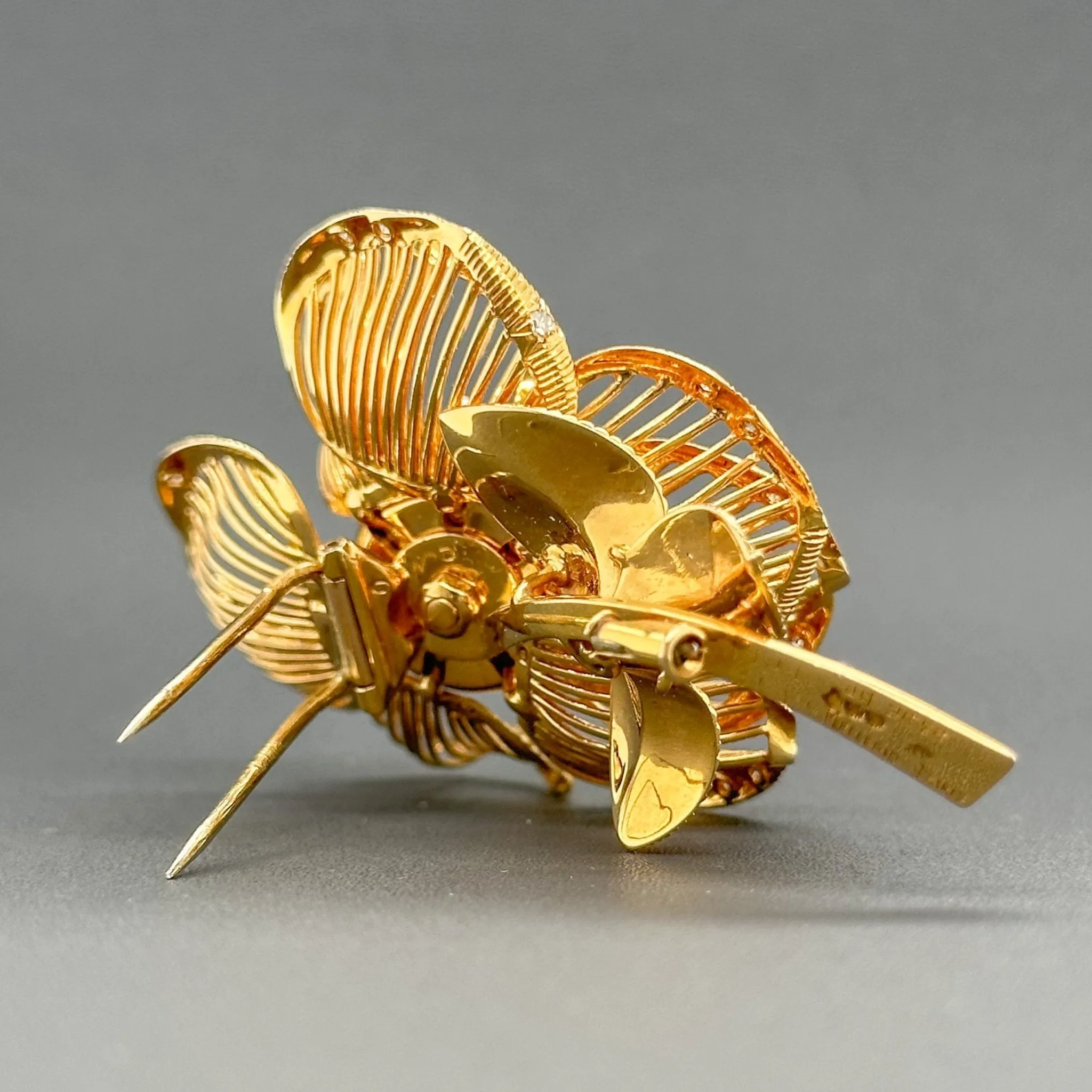 Estate Mellerio Edwardian 18K Y Gold 1.58cttw Diamond Rose Brooch