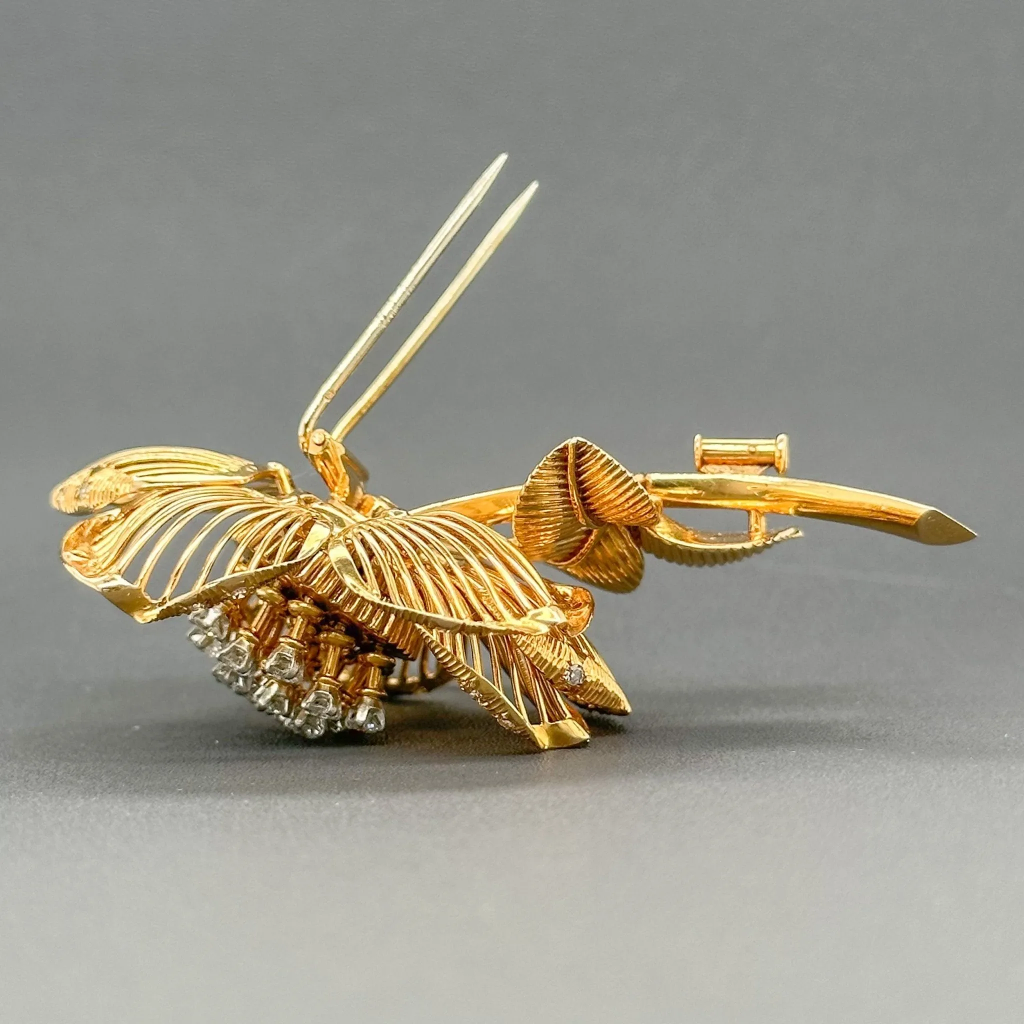 Estate Mellerio Edwardian 18K Y Gold 1.58cttw Diamond Rose Brooch