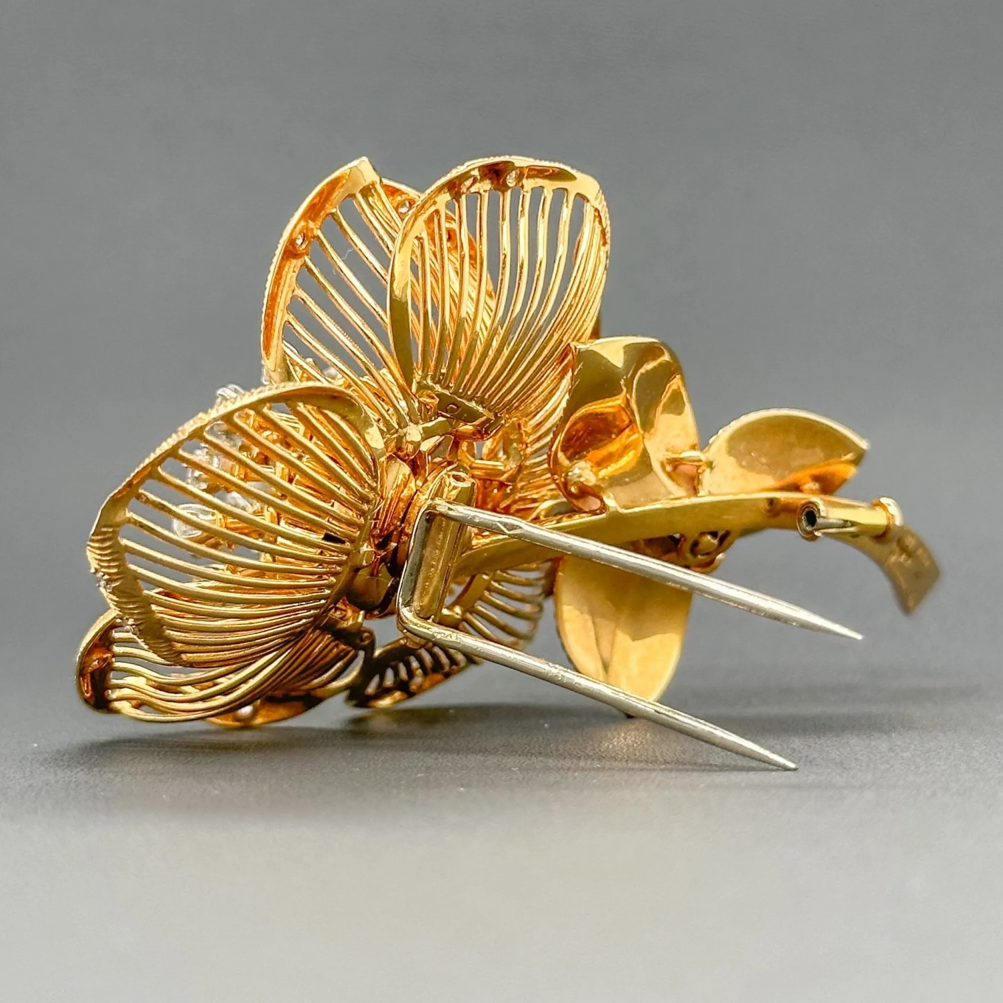Estate Mellerio Edwardian 18K Y Gold 1.58cttw Diamond Rose Brooch