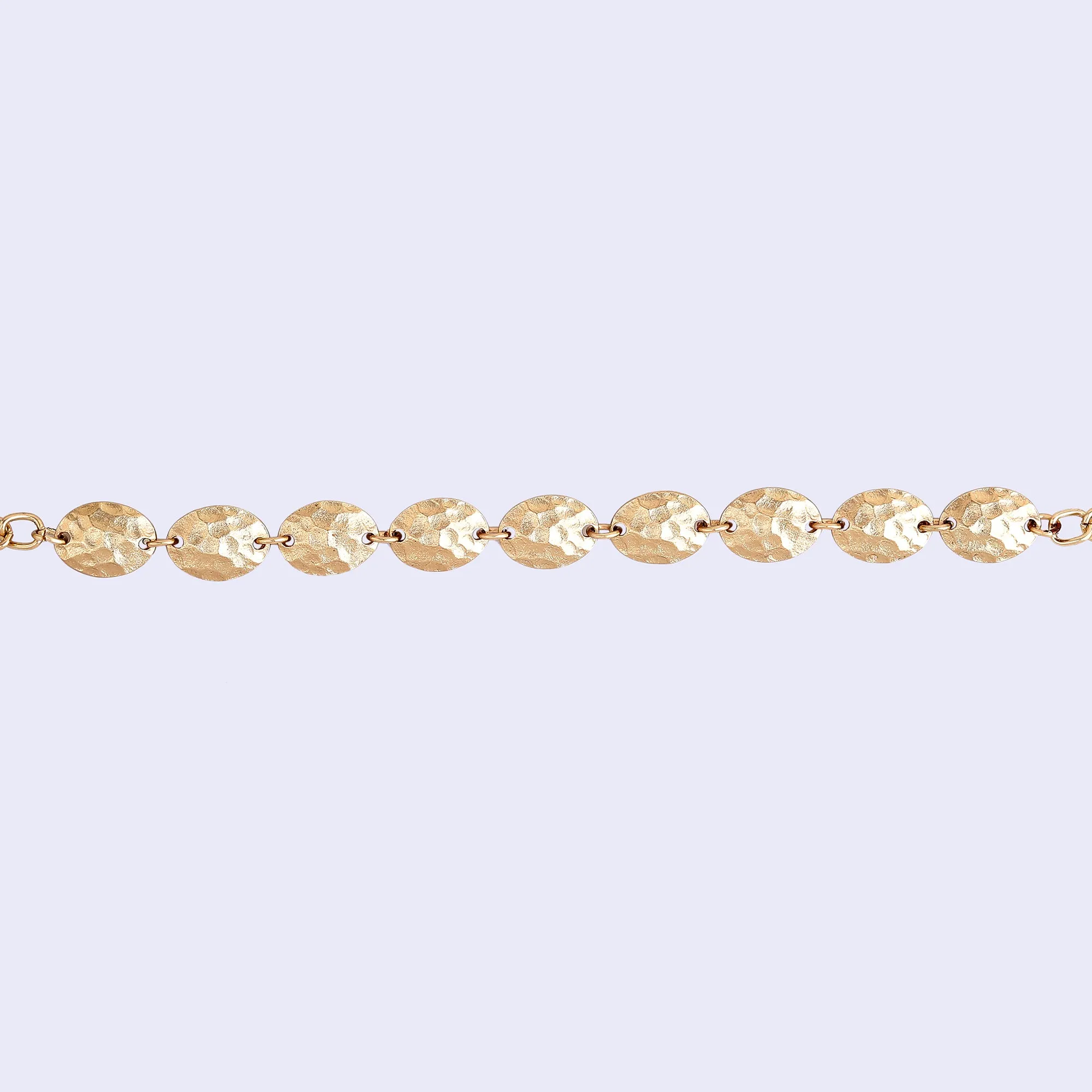 Estele Gold Tone Stunning Elliptical Design Interconnected Adjustable Beaten Gold Bracelet for Women