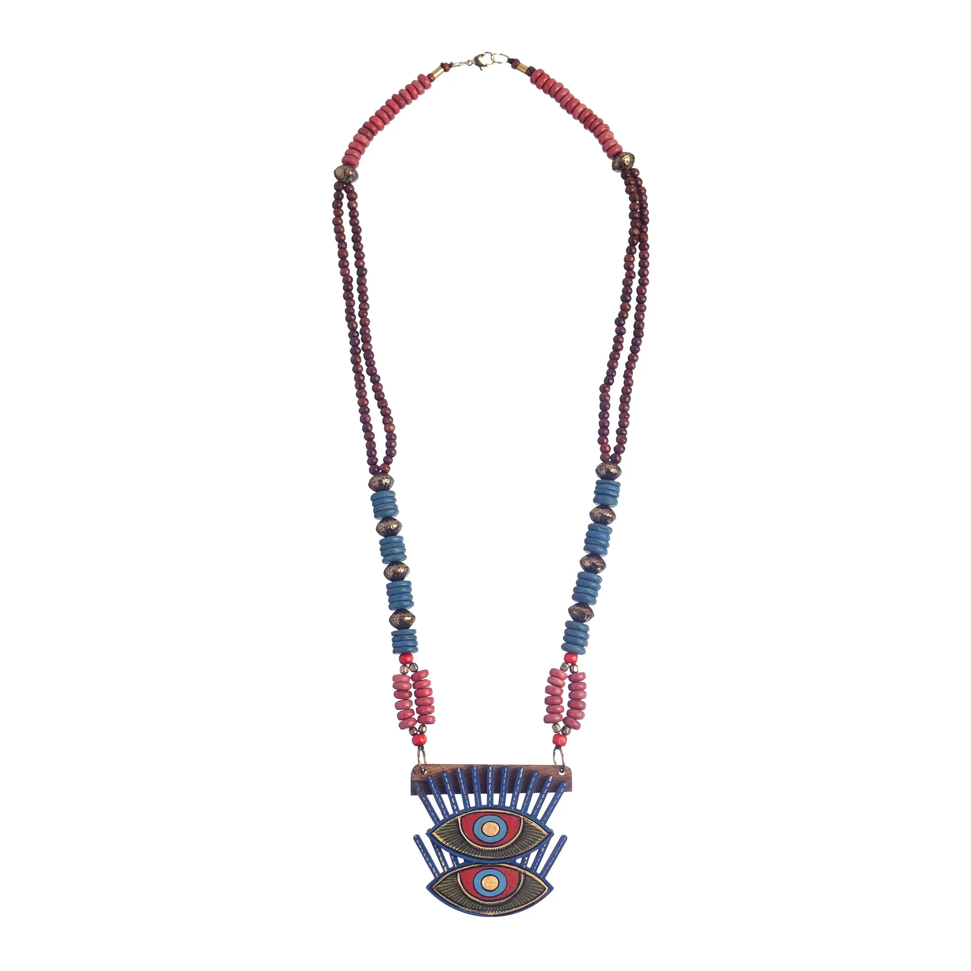 Evil Eyes-III' Handcrafted Tribal Dokra Necklace
