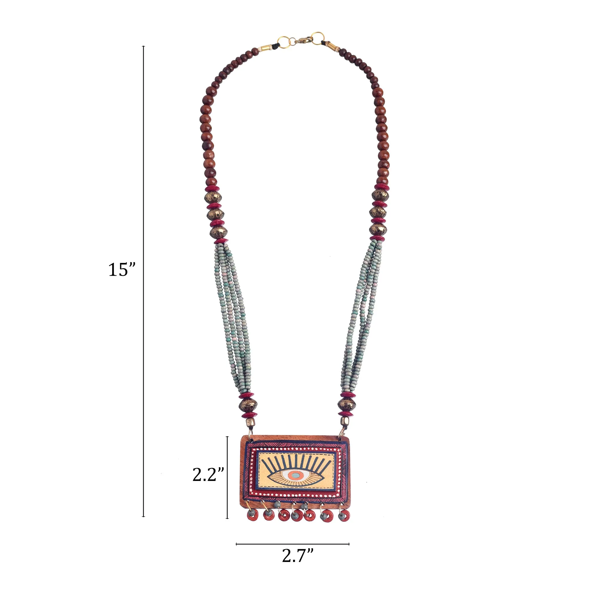 Evil Eyes-V' Brown Handcrafted Tribal Dokra Necklace