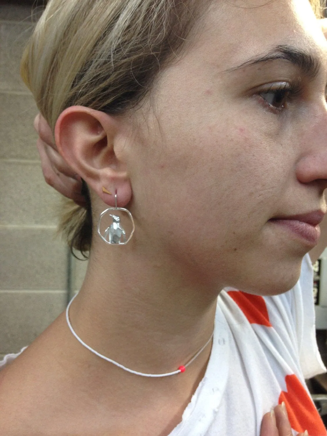 Fearless! Penguin Geometric Hoop Earring
